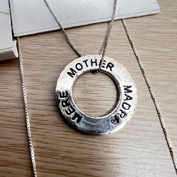 MACY'S STERLING SILVER NECKLACE 925 Made in Italy Bundle of 2 with one Charm 17” - Picture 2 of 3